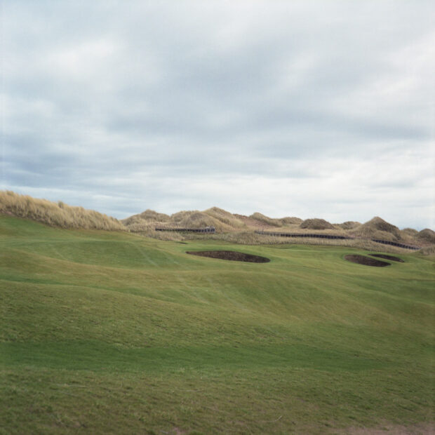 Trump International Golf Links built directly on the unique shifting sand dunes SSSI at Menie, Aberdeenshire. By turfing and stabalising the dunesthe unique landscape has now lost allits scientific value. What was once avaluable environmental asset for