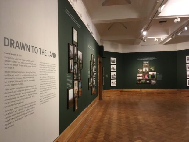 Installation shot of drawn to The Land at Perth Museum and Art Gallery. July 2019