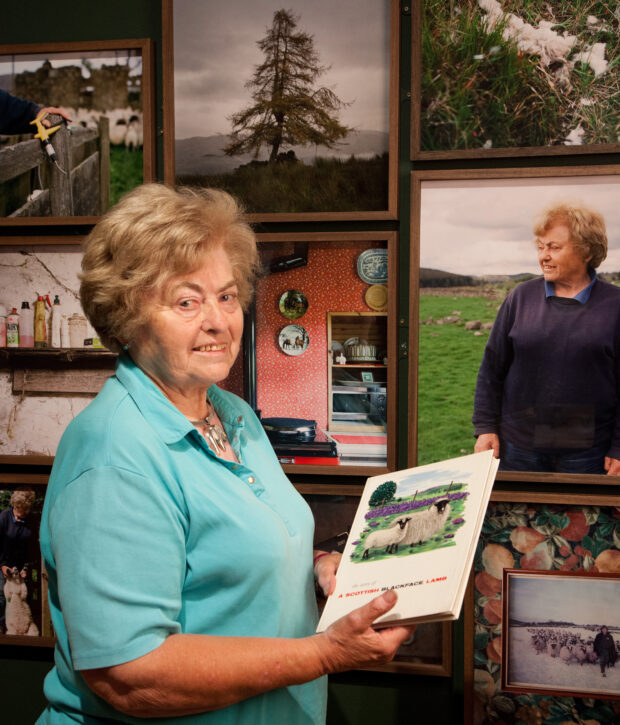 Elizabeth Bruges of Laighwood, Butterstone, Perthshire with copy of The Story of a Scottish Black Face Sheep.